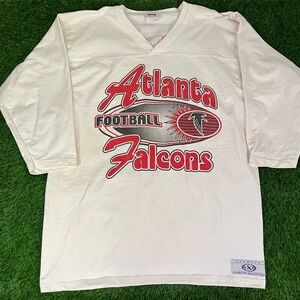 Vintage 90s 1990s Olympus NFL Alanta Falcons White 3/4 Sleeve Jersey Shirt Sz XL
